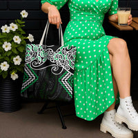 Green Aotearoa Tukutuku Manawa Tapu Tote Bag Ta Moko Toi Maori LT9 - Polynesian Pride