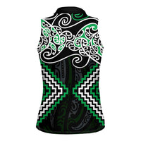 Green Aotearoa Tukutuku Manawa Tapu Women Sleeveless Polo Shirt Ta Moko Toi Maori LT9 - Polynesian Pride