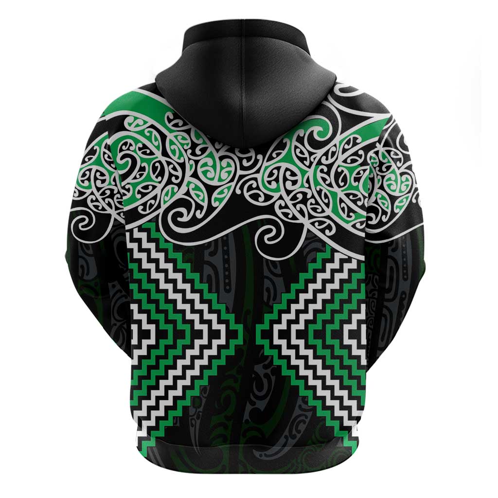 Green Aotearoa Tukutuku Manawa Tapu Zip Hoodie Ta Moko Toi Maori LT9 - Polynesian Pride