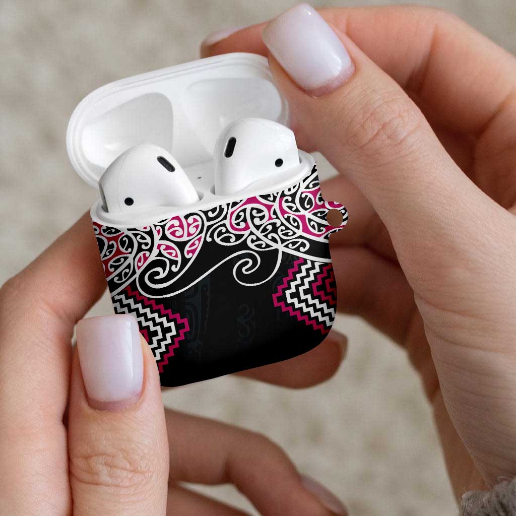 Pink Aotearoa Tukutuku Manawa Tapu AirPods Case Ta Moko Toi Maori LT9 - Polynesian Pride