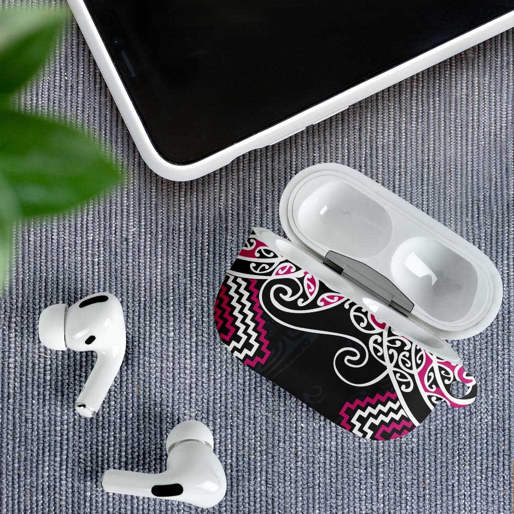 Pink Aotearoa Tukutuku Manawa Tapu AirPods Case Ta Moko Toi Maori LT9 - Polynesian Pride