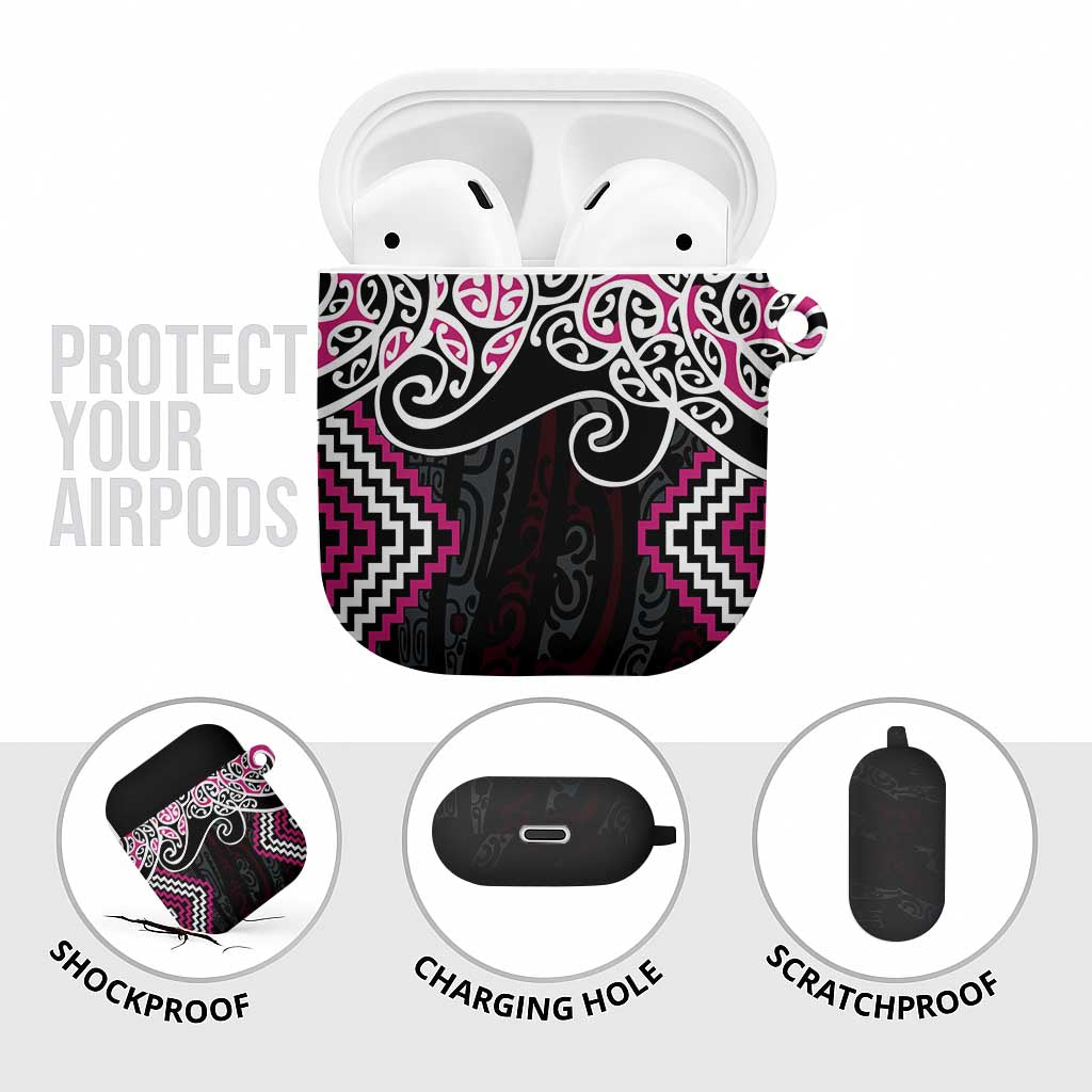 Pink Aotearoa Tukutuku Manawa Tapu AirPods Case Ta Moko Toi Maori LT9 - Polynesian Pride