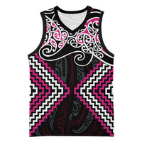 Pink Aotearoa Tukutuku Manawa Tapu Basketball Jersey Ta Moko Toi Maori LT9 Unisex Pink - Polynesian Pride