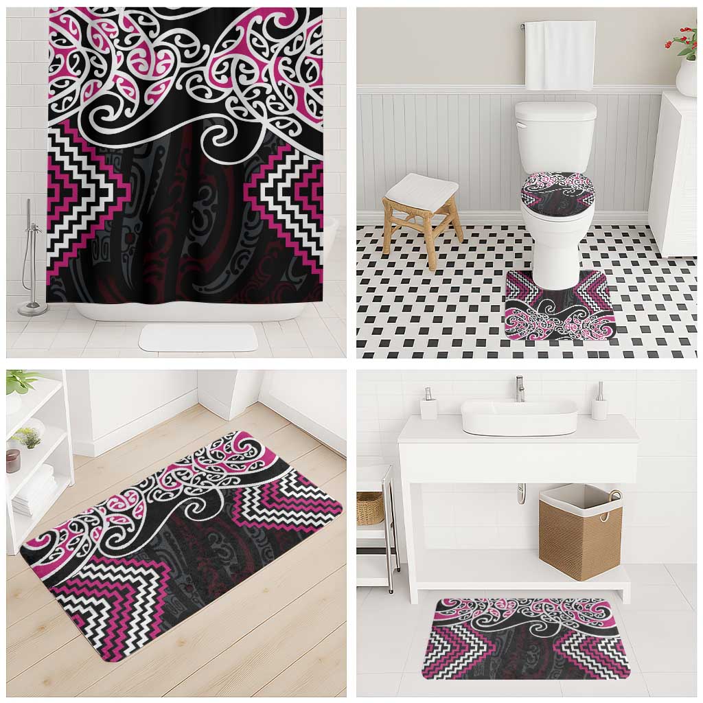Pink Aotearoa Tukutuku Manawa Tapu Bathroom Set Ta Moko Toi Maori - Polynesian Pride