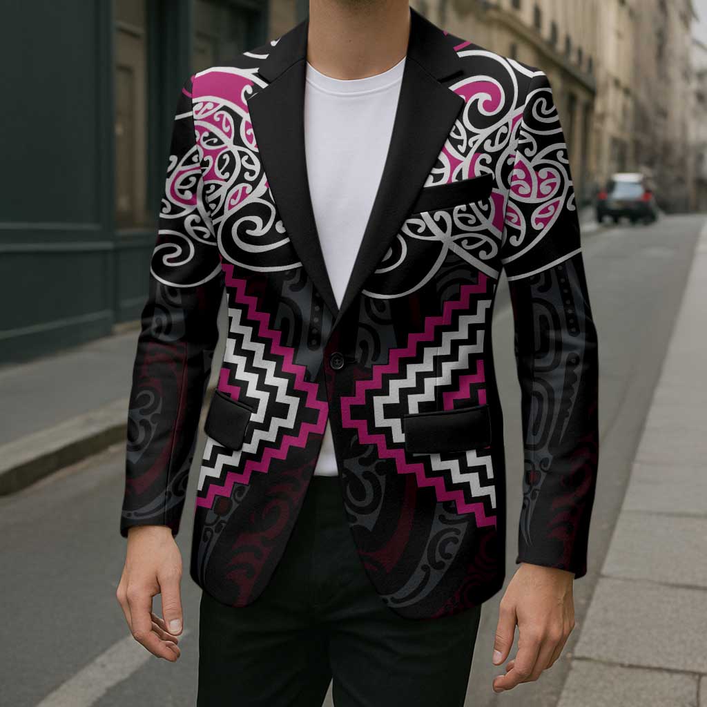 Pink Aotearoa Tukutuku Manawa Tapu Blazer Ta Moko Toi Maori - Polynesian Pride