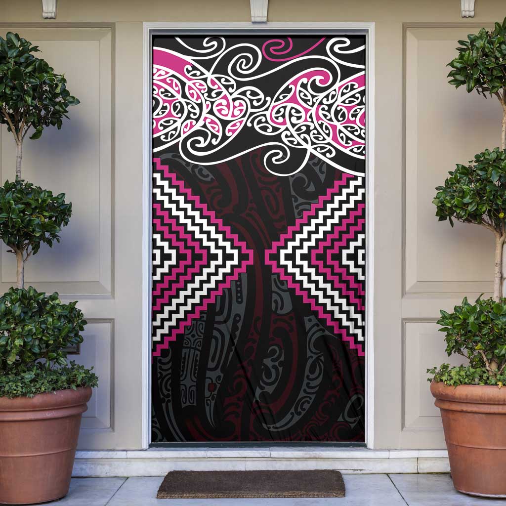 Pink Aotearoa Tukutuku Manawa Tapu Door Cover Ta Moko Toi Maori LT9 Pink - Polynesian Pride