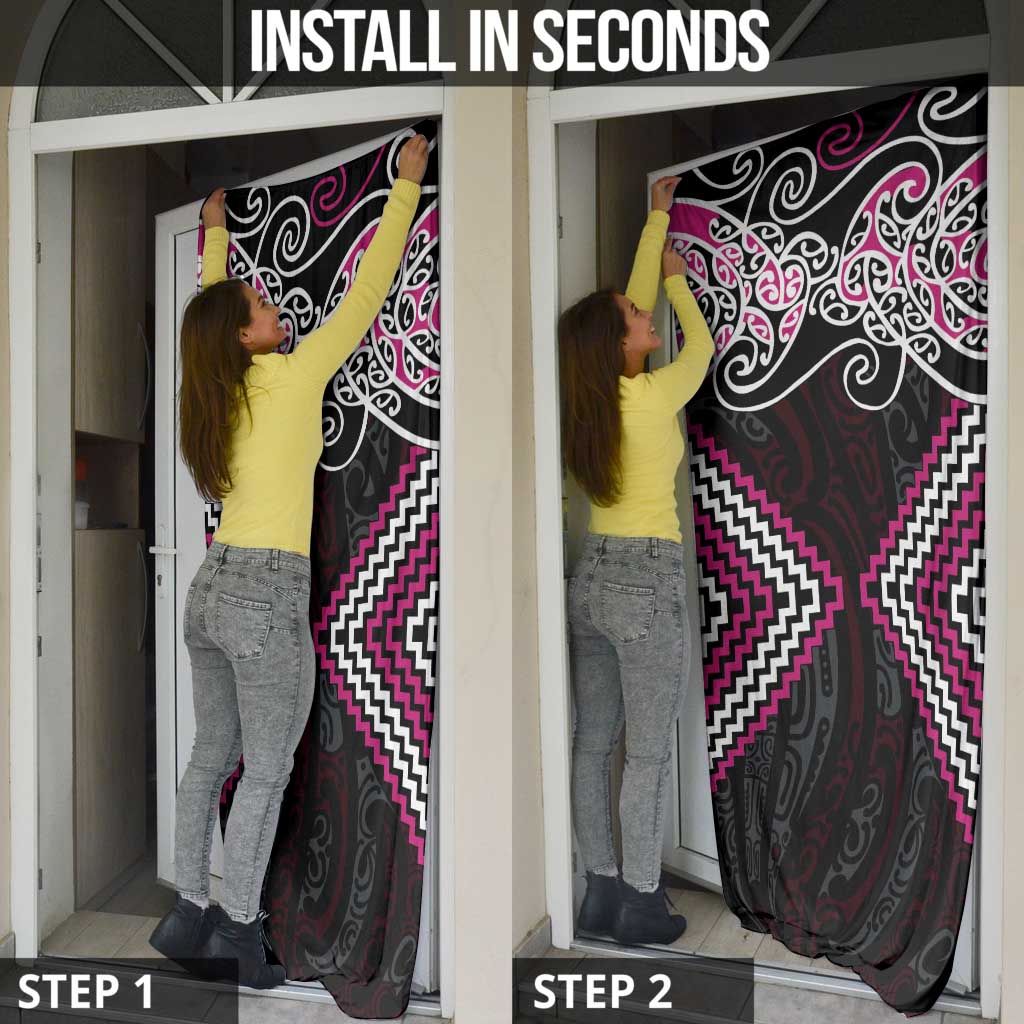 Pink Aotearoa Tukutuku Manawa Tapu Door Cover Ta Moko Toi Maori LT9 - Polynesian Pride