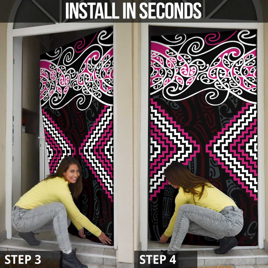Pink Aotearoa Tukutuku Manawa Tapu Door Cover Ta Moko Toi Maori LT9 - Polynesian Pride