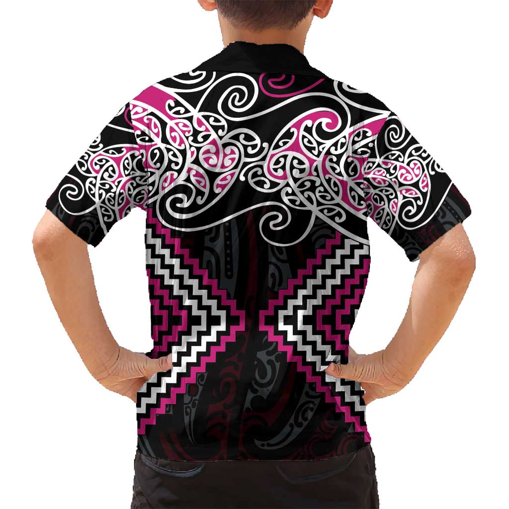 Pink Aotearoa Tukutuku Manawa Tapu Family Matching Summer Maxi Dress and Hawaiian Shirt Ta Moko Toi Maori LT9 - Polynesian Pride