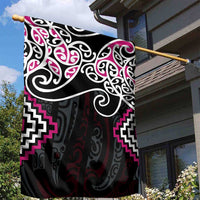 Pink Aotearoa Tukutuku Manawa Tapu Garden Flag Ta Moko Toi Maori LT9 - Polynesian Pride