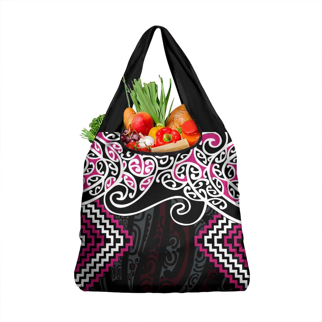 Pink Aotearoa Tukutuku Manawa Tapu Grocery Bag Ta Moko Toi Maori LT9 1-pack One Size Pink - Polynesian Pride