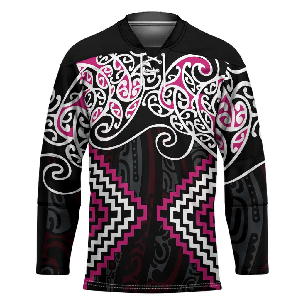 Pink Aotearoa Tukutuku Manawa Tapu Hockey Jersey Ta Moko Toi Maori LT9 Unisex Pink - Polynesian Pride