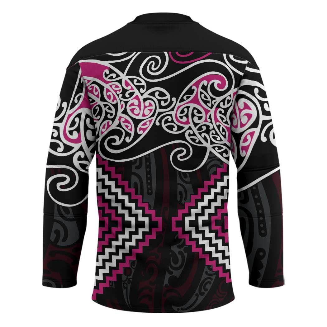 Pink Aotearoa Tukutuku Manawa Tapu Hockey Jersey Ta Moko Toi Maori LT9 - Polynesian Pride