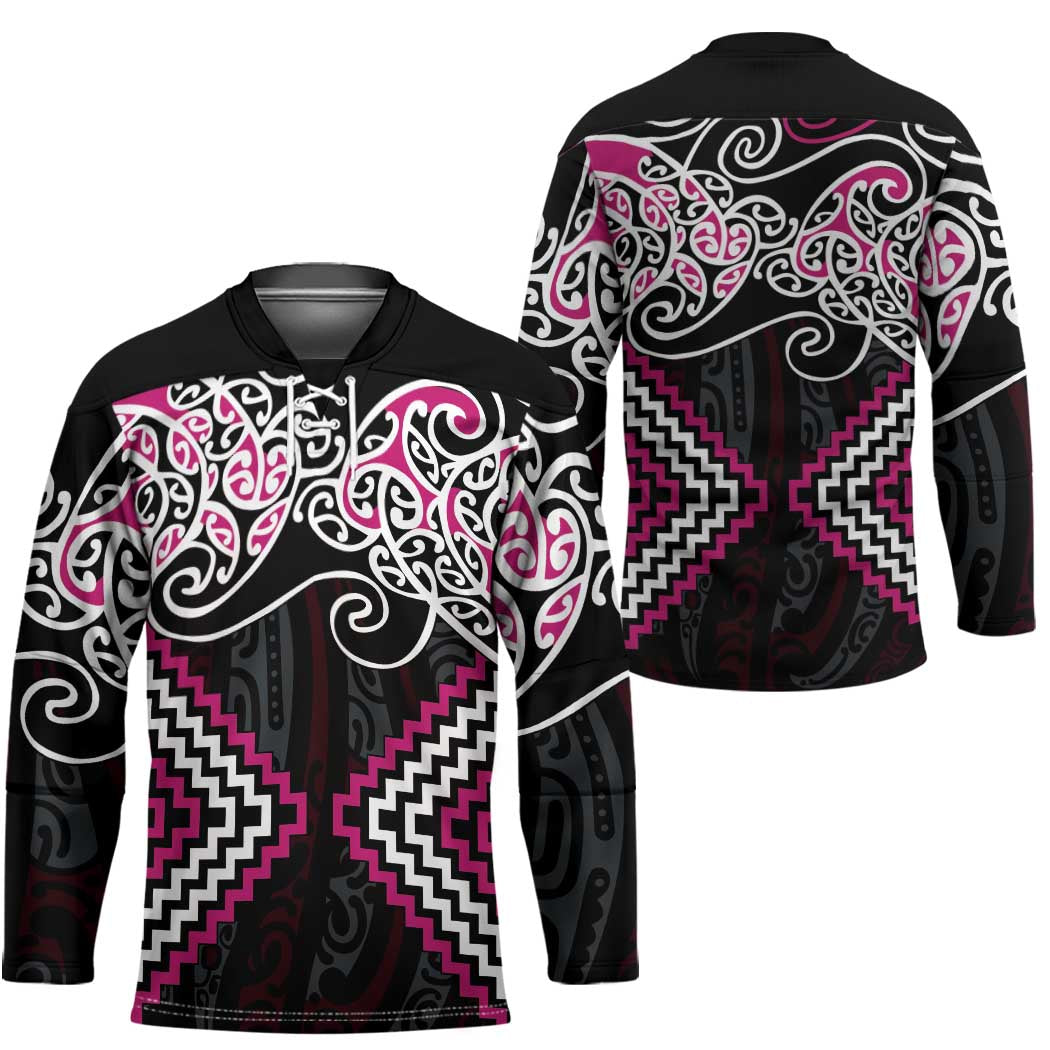 Pink Aotearoa Tukutuku Manawa Tapu Hockey Jersey Ta Moko Toi Maori LT9 - Polynesian Pride