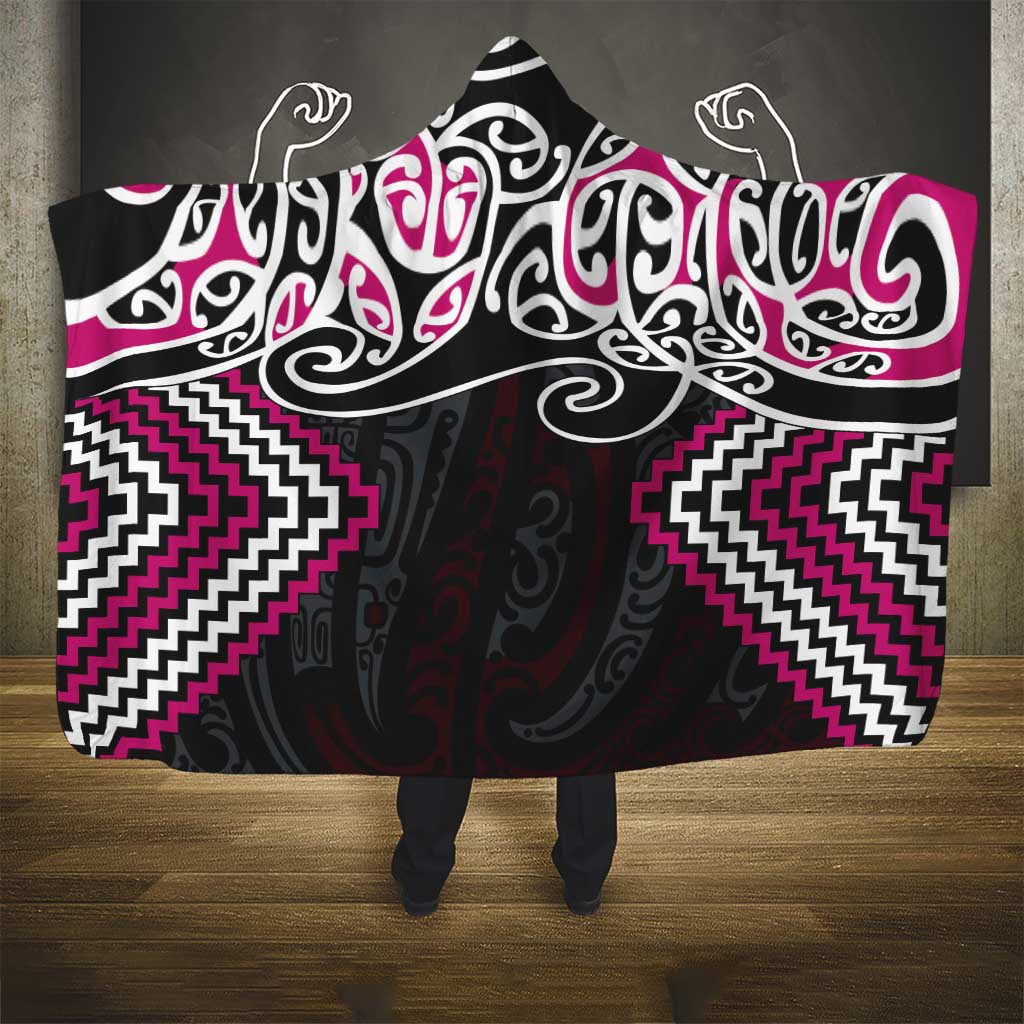 Pink Aotearoa Tukutuku Manawa Tapu Hooded Blanket Ta Moko Toi Maori LT9 - Polynesian Pride