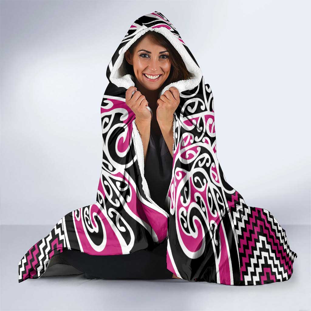 Pink Aotearoa Tukutuku Manawa Tapu Hooded Blanket Ta Moko Toi Maori LT9 - Polynesian Pride