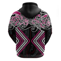 Pink Aotearoa Tukutuku Manawa Tapu Hoodie Ta Moko Toi Maori LT9 - Polynesian Pride