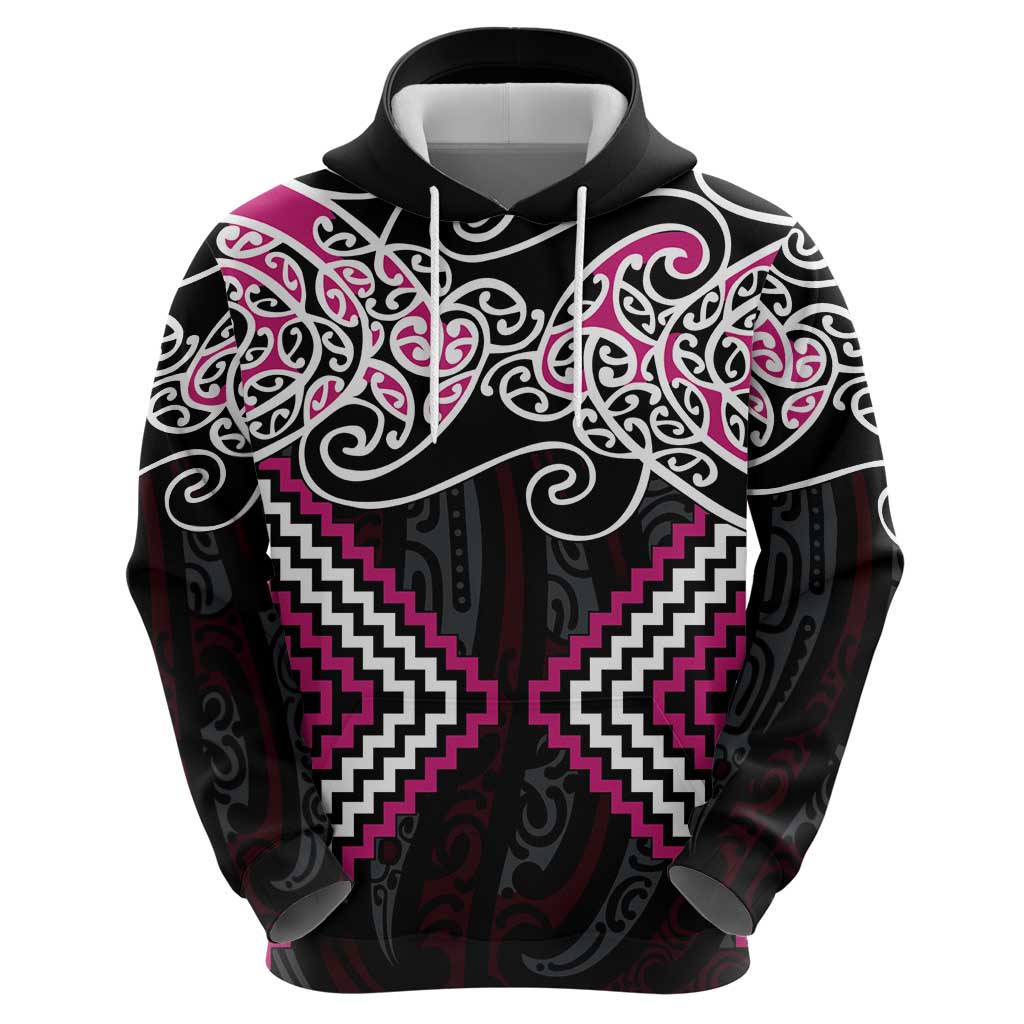 Pink Aotearoa Tukutuku Manawa Tapu Hoodie Ta Moko Toi Maori LT9 - Polynesian Pride