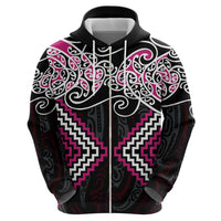 Pink Aotearoa Tukutuku Manawa Tapu Hoodie Ta Moko Toi Maori LT9 - Polynesian Pride