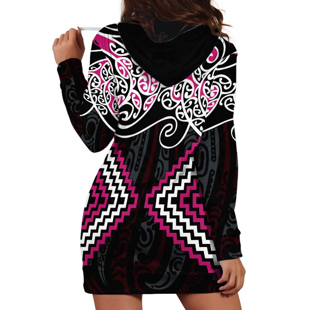 Pink Aotearoa Tukutuku Manawa Tapu Hoodie Dress Ta Moko Toi Maori LT9 - Polynesian Pride