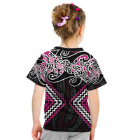 Pink Aotearoa Tukutuku Manawa Tapu Kid T Shirt Ta Moko Toi Maori LT9 - Polynesian Pride