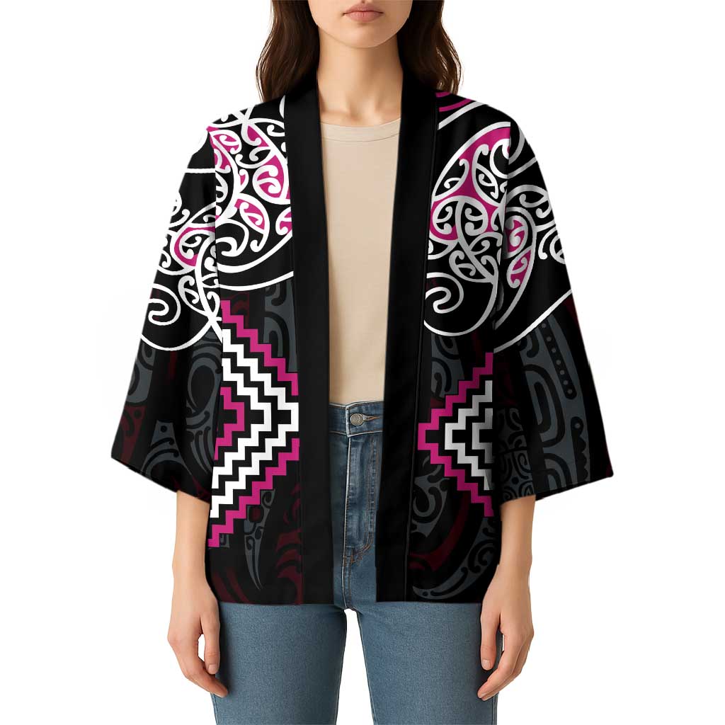 Pink Aotearoa Tukutuku Manawa Tapu Kimono Ta Moko Toi Maori - Polynesian Pride