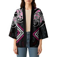 Pink Aotearoa Tukutuku Manawa Tapu Kimono Ta Moko Toi Maori - Polynesian Pride