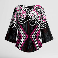 Pink Aotearoa Tukutuku Manawa Tapu Kimono Sleeve Blouse Ta Moko Toi Maori LT9 - Polynesian Pride