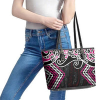 Pink Aotearoa Tukutuku Manawa Tapu Leather Tote Bag Ta Moko Toi Maori LT9 - Polynesian Pride