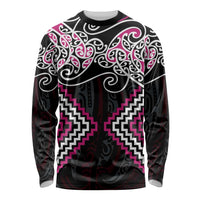 Pink Aotearoa Tukutuku Manawa Tapu Long Sleeve Shirt Ta Moko Toi Maori LT9 Unisex Pink - Polynesian Pride