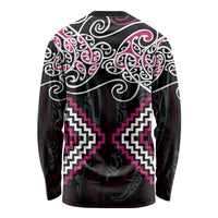 Pink Aotearoa Tukutuku Manawa Tapu Long Sleeve Shirt Ta Moko Toi Maori LT9 - Polynesian Pride