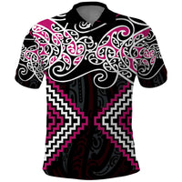 Pink Aotearoa Tukutuku Manawa Tapu Polo Shirt Ta Moko Toi Maori LT9 Pink - Polynesian Pride