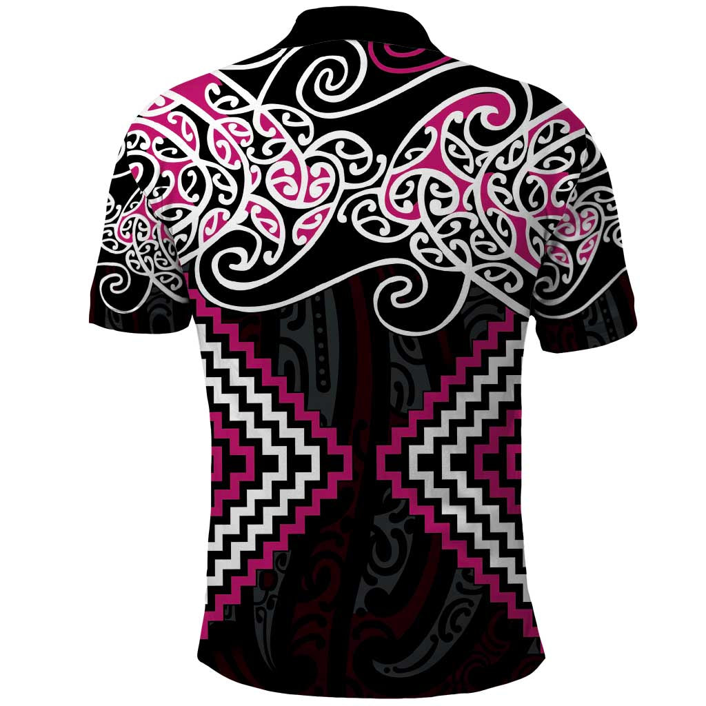 Pink Aotearoa Tukutuku Manawa Tapu Polo Shirt Ta Moko Toi Maori LT9 - Polynesian Pride