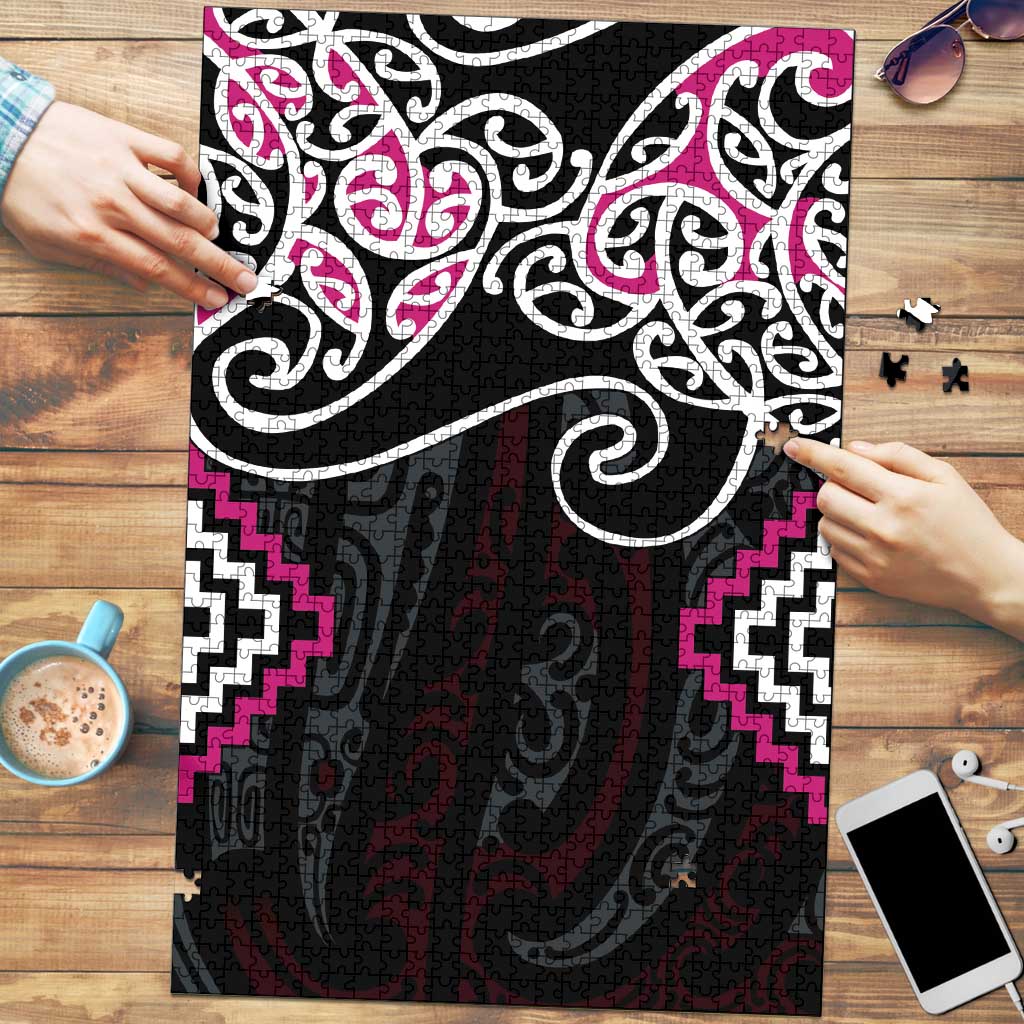 Pink Aotearoa Tukutuku Manawa Tapu Puzzle Ta Moko Toi Maori - Polynesian Pride