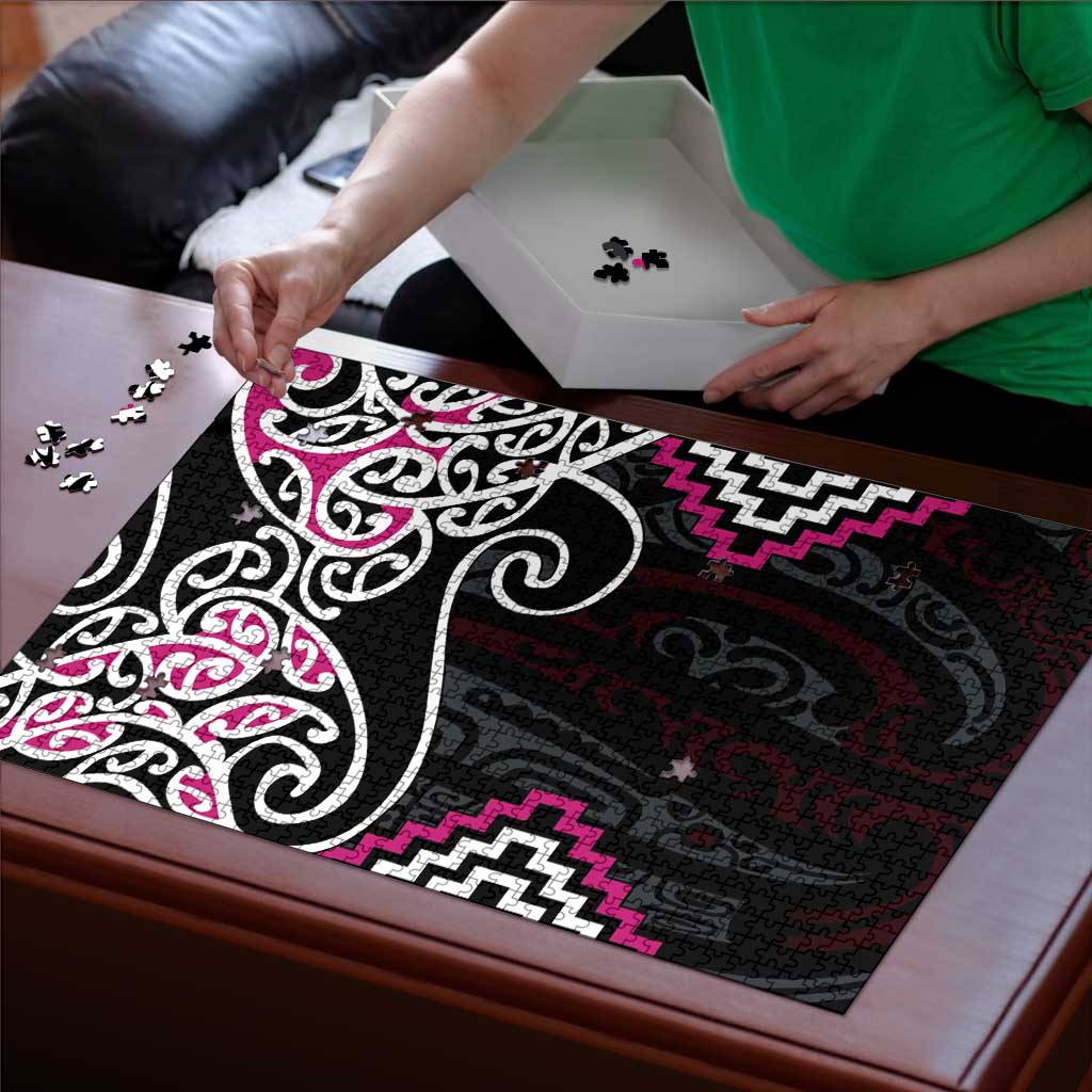 Pink Aotearoa Tukutuku Manawa Tapu Puzzle Ta Moko Toi Maori - Polynesian Pride