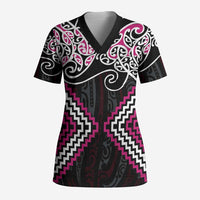 Pink Aotearoa Tukutuku Manawa Tapu Scrub Top Ta Moko Toi Maori LT9 Adult Pink - Polynesian Pride