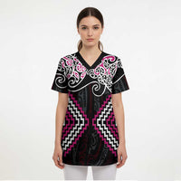 Pink Aotearoa Tukutuku Manawa Tapu Scrub Top Ta Moko Toi Maori LT9 - Polynesian Pride