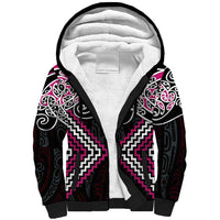 Pink Aotearoa Tukutuku Manawa Tapu Sherpa Hoodie Ta Moko Toi Maori LT9 Unisex Pink - Polynesian Pride