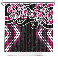 Pink Aotearoa Tukutuku Manawa Tapu Shower Curtain Ta Moko Toi Maori LT9 Pink - Polynesian Pride