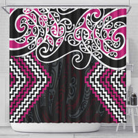 Pink Aotearoa Tukutuku Manawa Tapu Shower Curtain Ta Moko Toi Maori LT9 - Polynesian Pride