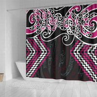 Pink Aotearoa Tukutuku Manawa Tapu Shower Curtain Ta Moko Toi Maori LT9 - Polynesian Pride