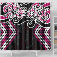 Pink Aotearoa Tukutuku Manawa Tapu Shower Curtain Ta Moko Toi Maori LT9 - Polynesian Pride