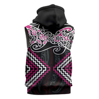 Pink Aotearoa Tukutuku Manawa Tapu Sleeveless Zip Hoodie Ta Moko Toi Maori LT9 - Polynesian Pride