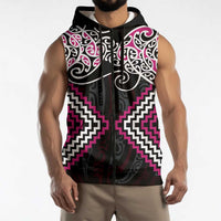 Pink Aotearoa Tukutuku Manawa Tapu Sleeveless Zip Hoodie Ta Moko Toi Maori LT9 - Polynesian Pride