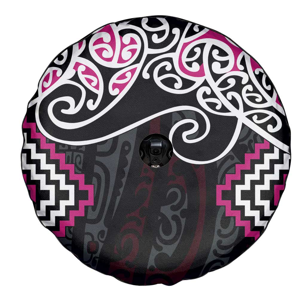Pink Aotearoa Tukutuku Manawa Tapu Spare Tire Cover Ta Moko Toi Maori LT9 - Polynesian Pride