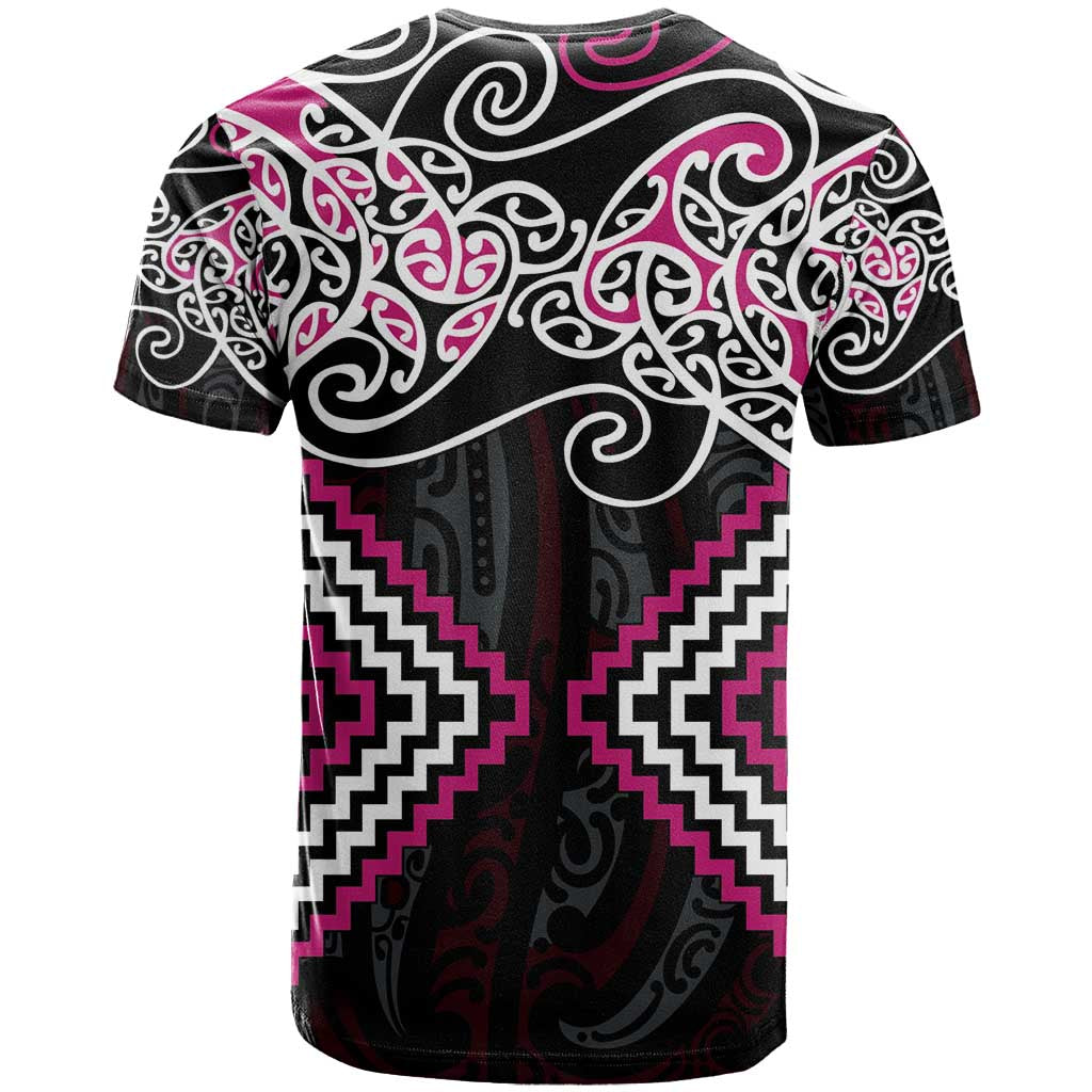 Pink Aotearoa Tukutuku Manawa Tapu T Shirt Ta Moko Toi Maori LT9 - Polynesian Pride