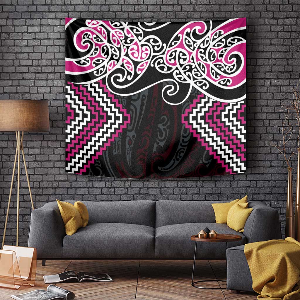 Pink Aotearoa Tukutuku Manawa Tapu Tapestry Ta Moko Toi Maori LT9 Pink - Polynesian Pride