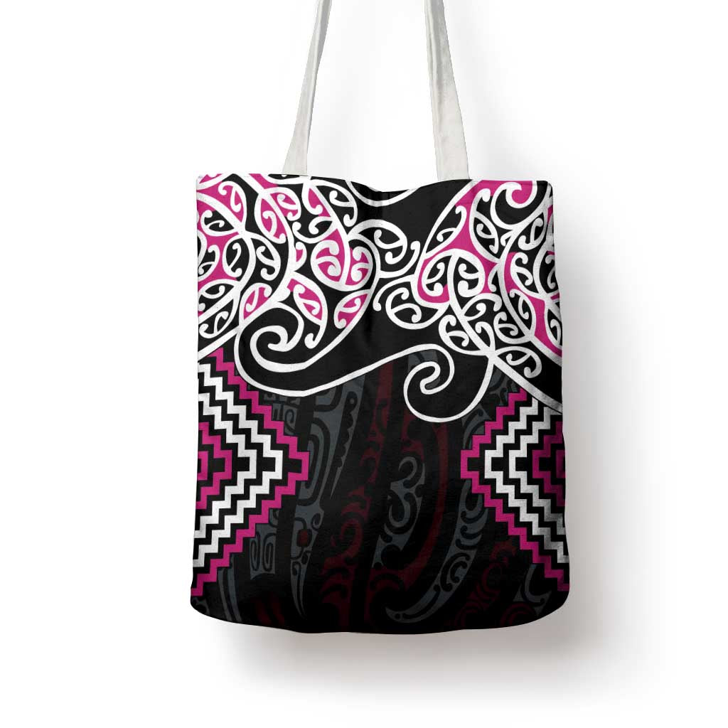 Pink Aotearoa Tukutuku Manawa Tapu Tote Bag Ta Moko Toi Maori LT9 - Polynesian Pride
