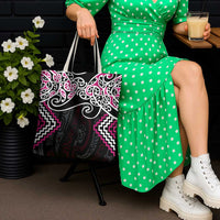Pink Aotearoa Tukutuku Manawa Tapu Tote Bag Ta Moko Toi Maori LT9 - Polynesian Pride