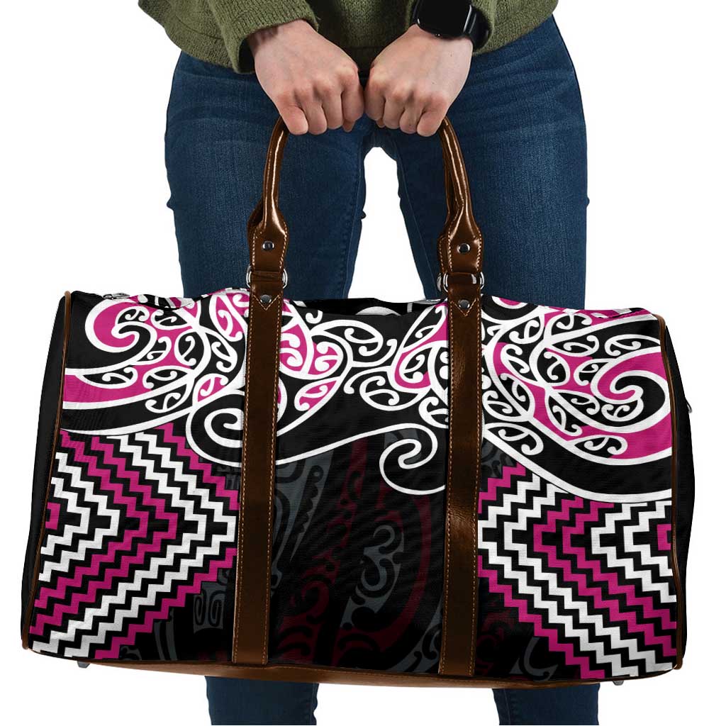Pink Aotearoa Tukutuku Manawa Tapu Travel Bag Ta Moko Toi Maori LT9 Pink - Polynesian Pride